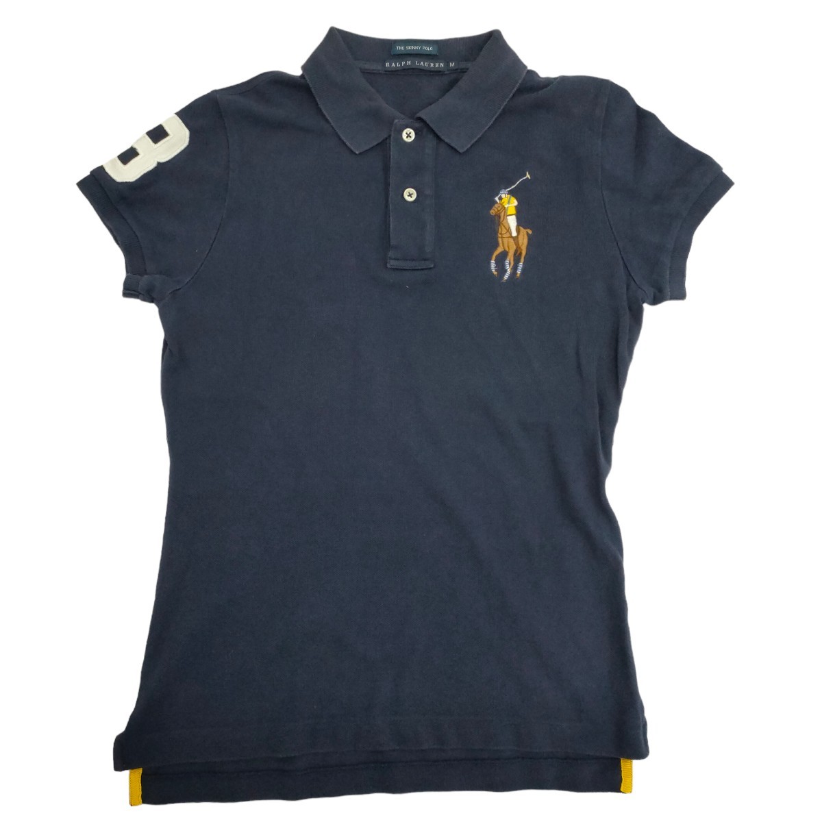 POLO RALPH LAUREN Ralph Lauren big embroidery polo-shirt M short sleeves lady's spring summer autumn simple stylish I-2392