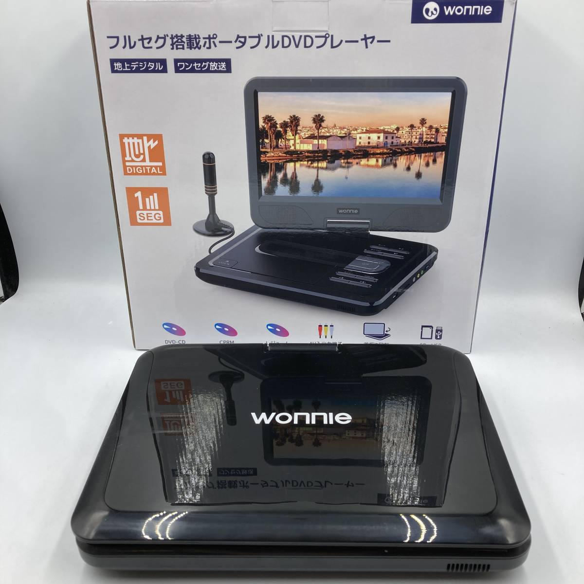 通電確認済】WONNIE フルセグポータブルdvdプレーヤー 12 5型