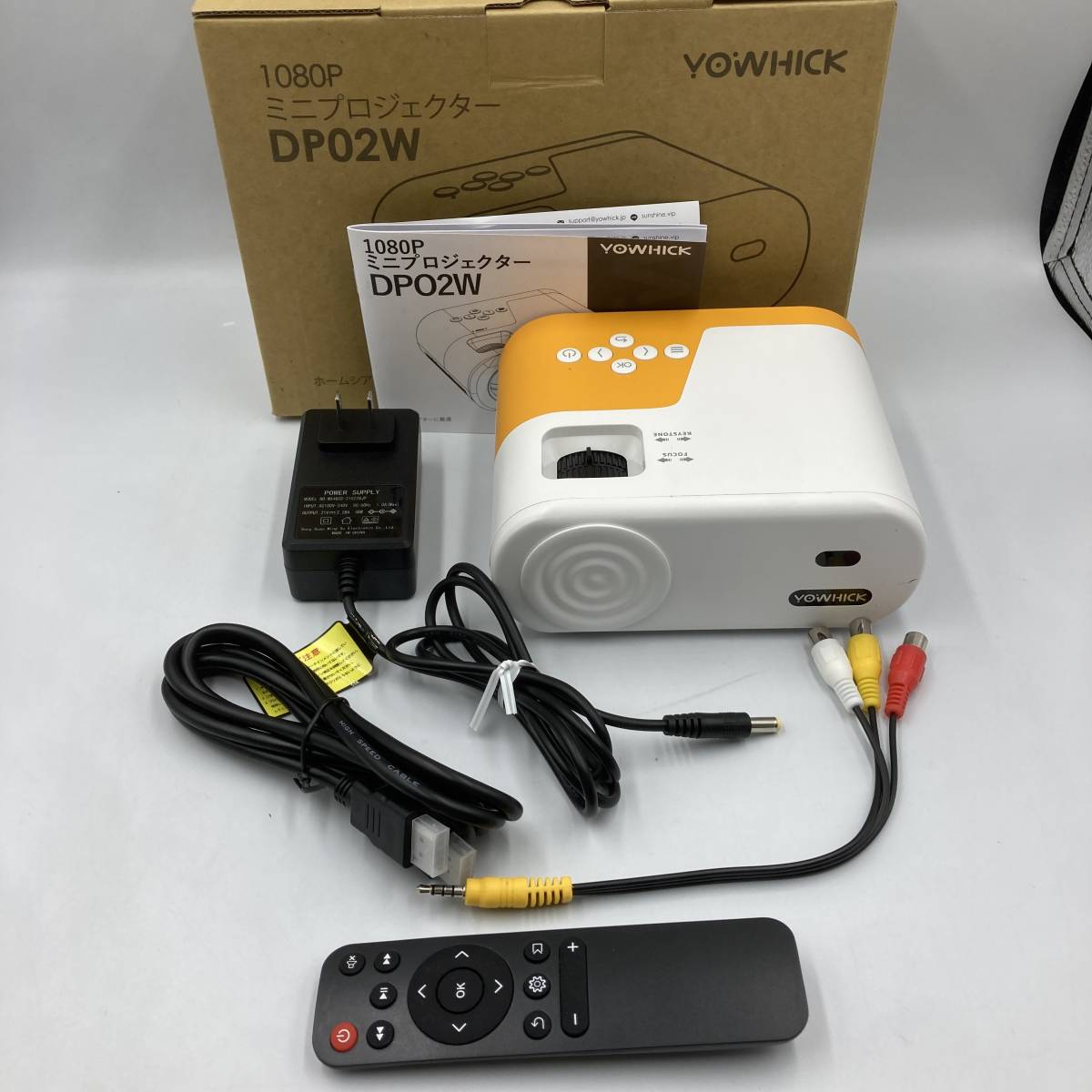 通電確認済】 YOWHICK ミニプロジェクター DP02W 1080P リモコン 通電確認済】 YOWHICK ミニプロジェクター DP02W 1080P リモコン