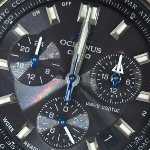 1円 カシオ 電波 腕時計 フェイスのみ オシアナス OCW-600 クロノグラフ SV金具 タフソーラー メンズ CASIO