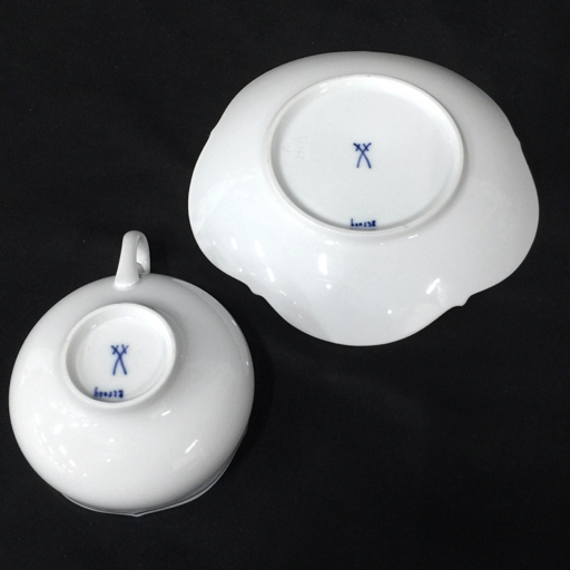 美品 マイセン 双剣 カップ&ソーサー 3客セット 洋食器 ホワイト