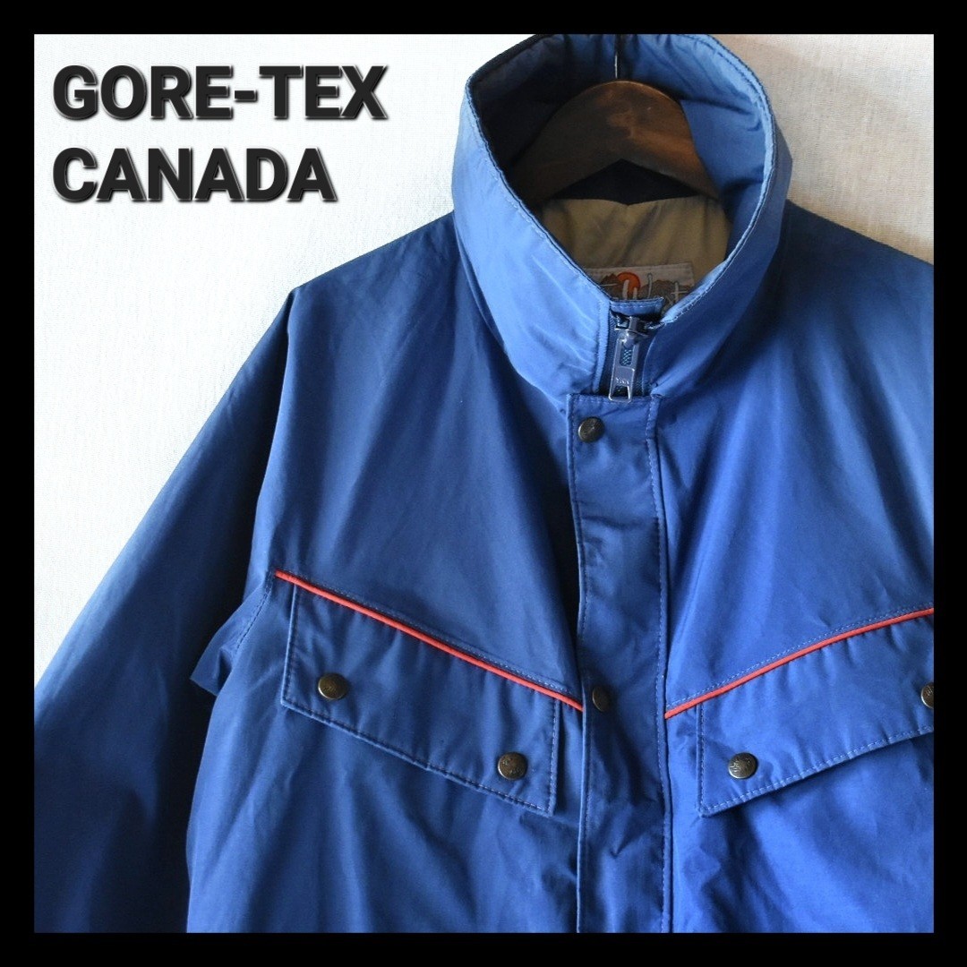 古着★90s GORE-TEX CANADA マウンテンウェアー ビンテージゴアテックス カナダ 青インクブルー くすみカラー ジャケット 90年代ストリート
