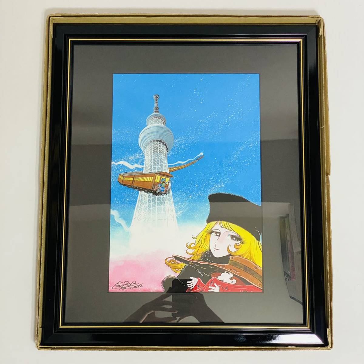 【中古品】ART SPACE アートスペース 銀河鉄道999 松本零士 美しい星 銀河へ 東京スカイツリー 板上サイン ピエゾグラフ 絵画_画像1