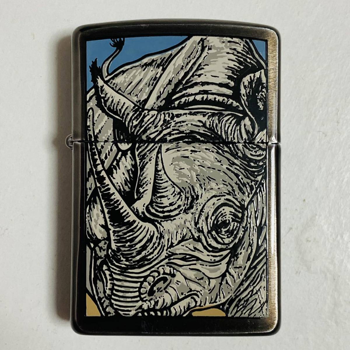 【中古品】Zippo ジッポー ENDANGERED ANIMALS サイ 1993年 オイルライター_画像1