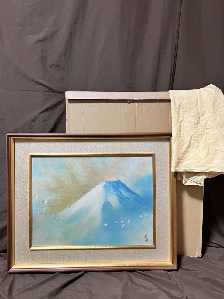 富士　額入　風景画　日本画