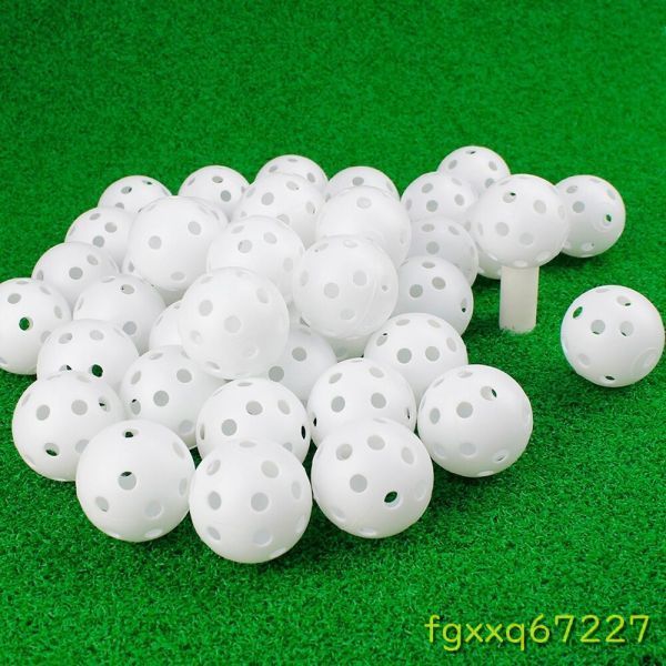 Fy745：★人気　24個 42MM エアフロー カラープラスチック 屋内練習ゴルフボール 穴あき_カラー1：白