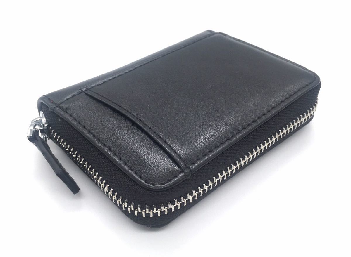 ミニ財布 コインケース カードケース 小銭入れ メンズ レディース ボックス型 本革 黒 ブラック
