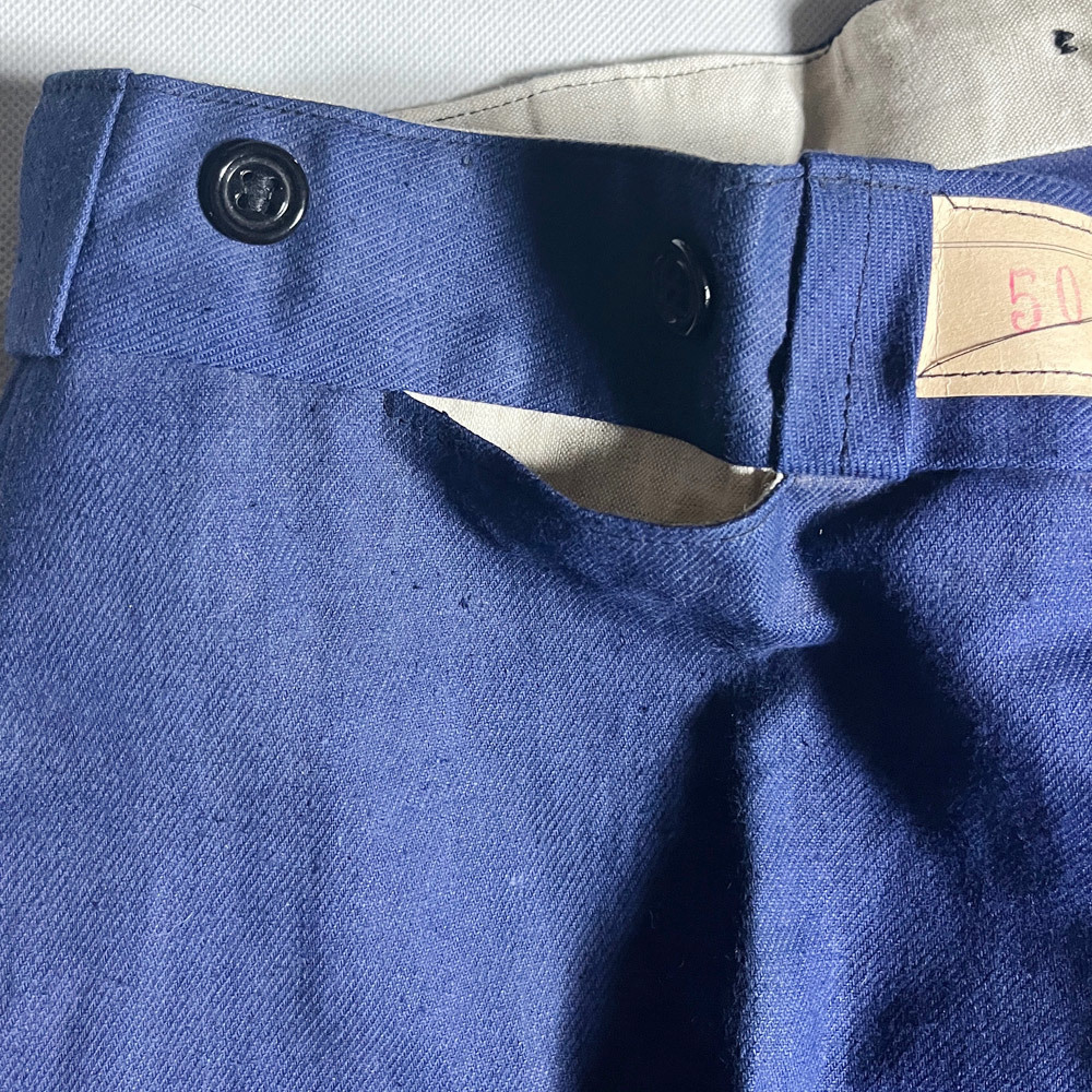 紙タグ付NOS! 40's フレンチ PTT インディゴ メティス パンツ FRENCH INDIGO METIS PANTS LINEN リネン デッドストック DEAD レア LA POSTEの画像3