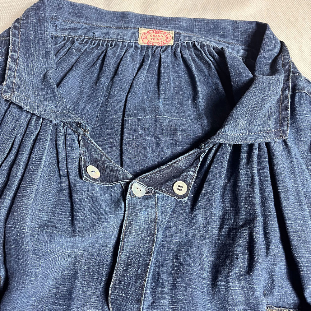 幻級! 1900's フレンチ インディゴ リネン ビオード スモック FRENCH