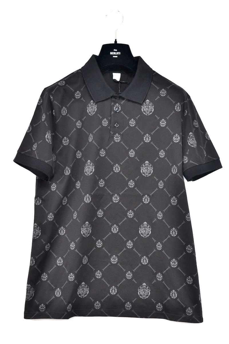 新品 《Berluti》 Signature Polo Shirt Noir ベルルッティ シグネチャー キャンバス ポロシャツ ブラック サイズM