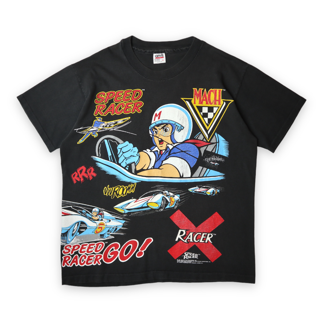 90s Speed Racer 総柄 Tシャツ マッハGoGoGo! アニメT キャラT