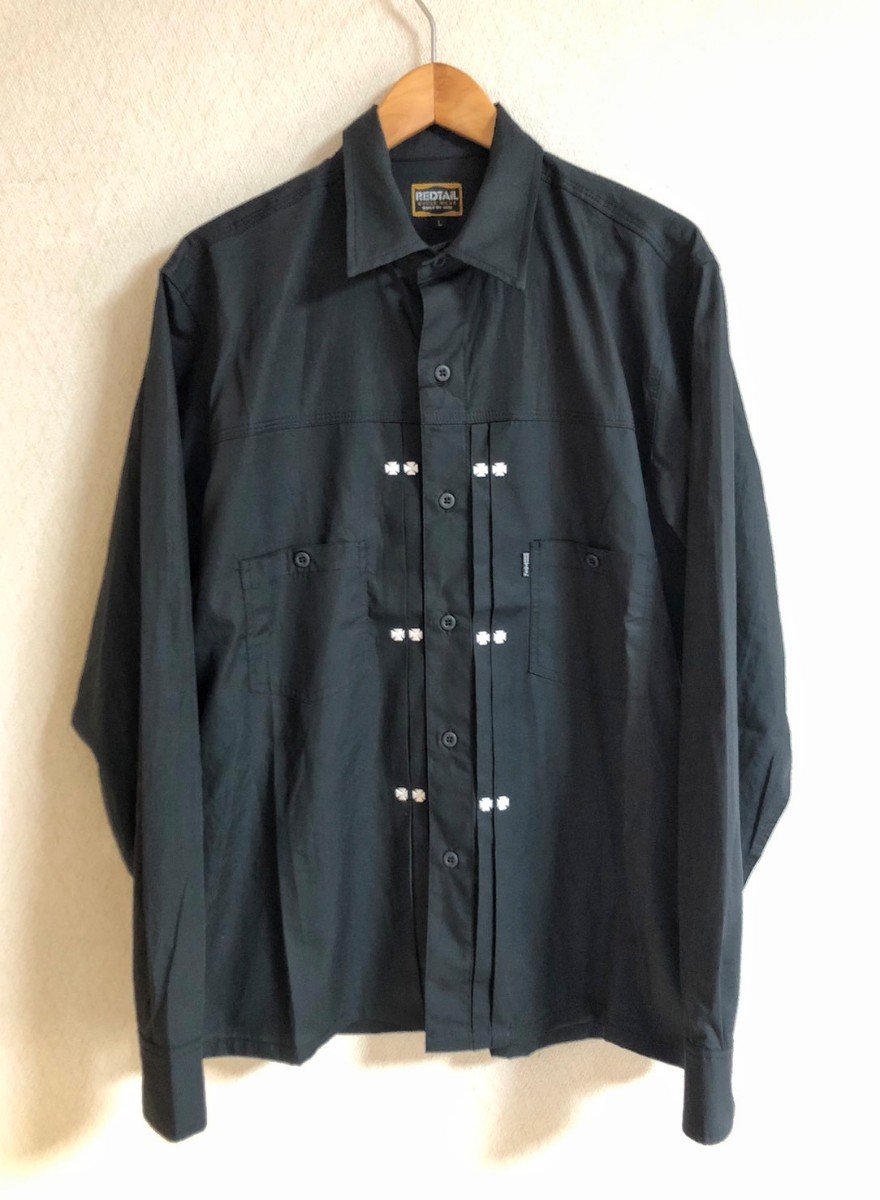 ●値下げ中●ViSE REDTAiL バイス レッドテイル CROSS Cotton 長袖シャツ ブラック 黒 新品 XL●ハーレーダビッドソンウエストライド好_画像1