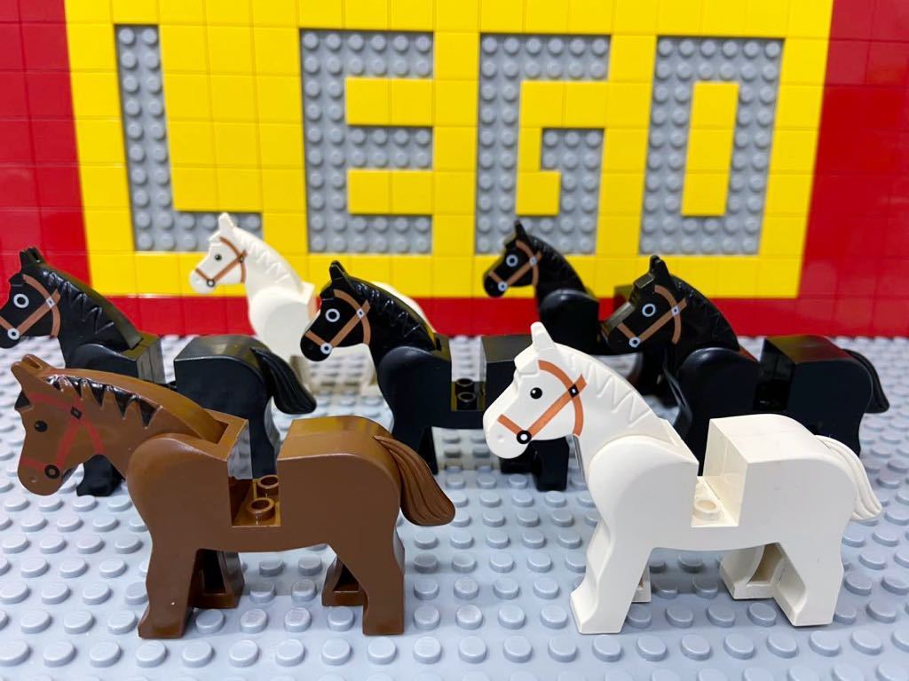 ☆馬☆ レゴ 動物ミニフィグ 大量 白馬 黒色 茶色 ( LEGO 人形 お城