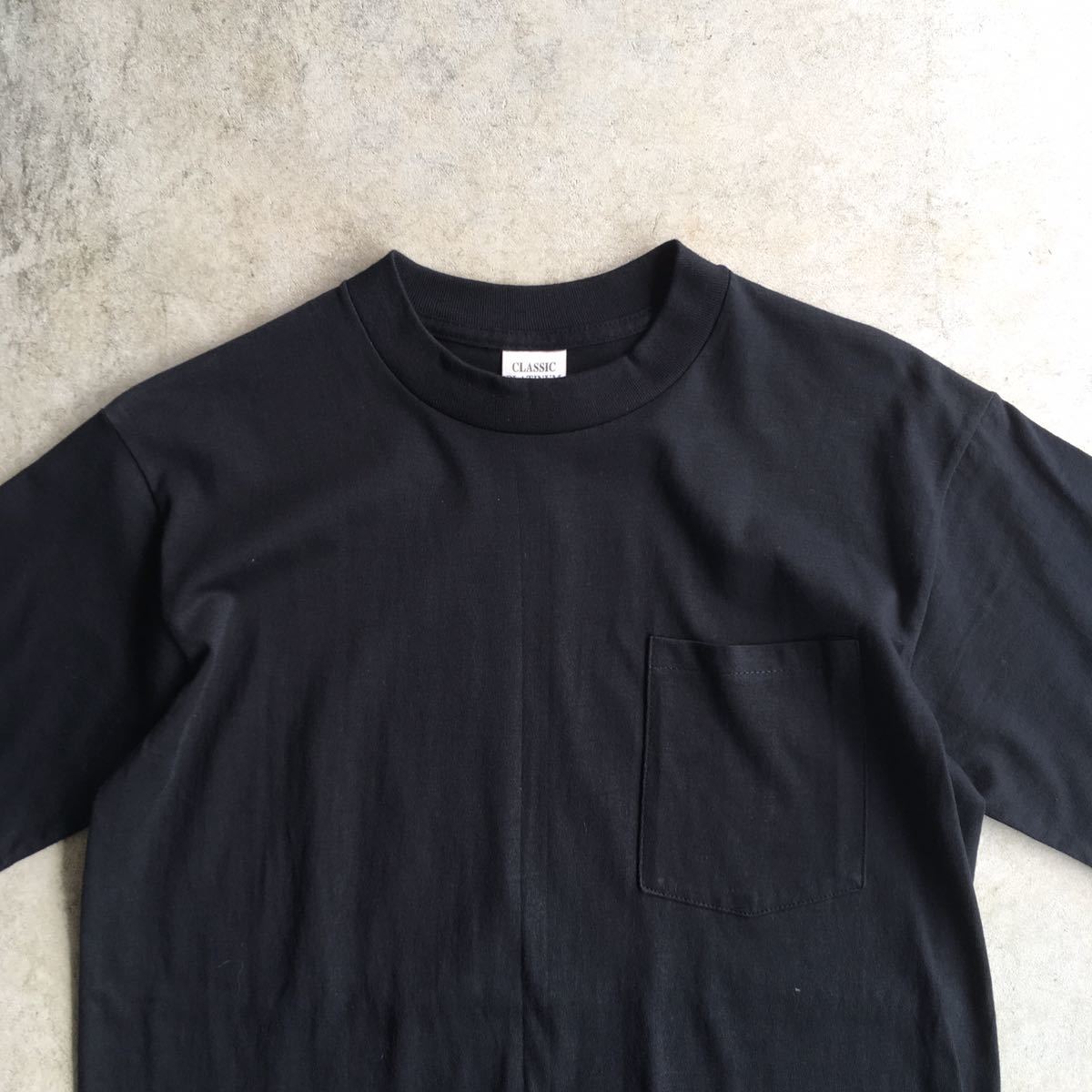 【CLASSIC PLATINUM】ブラック ポケット付き Tシャツ/USA製 黒 M 100%コットン 未使用 シングルステッチ ビンテージ 80s90s_画像2