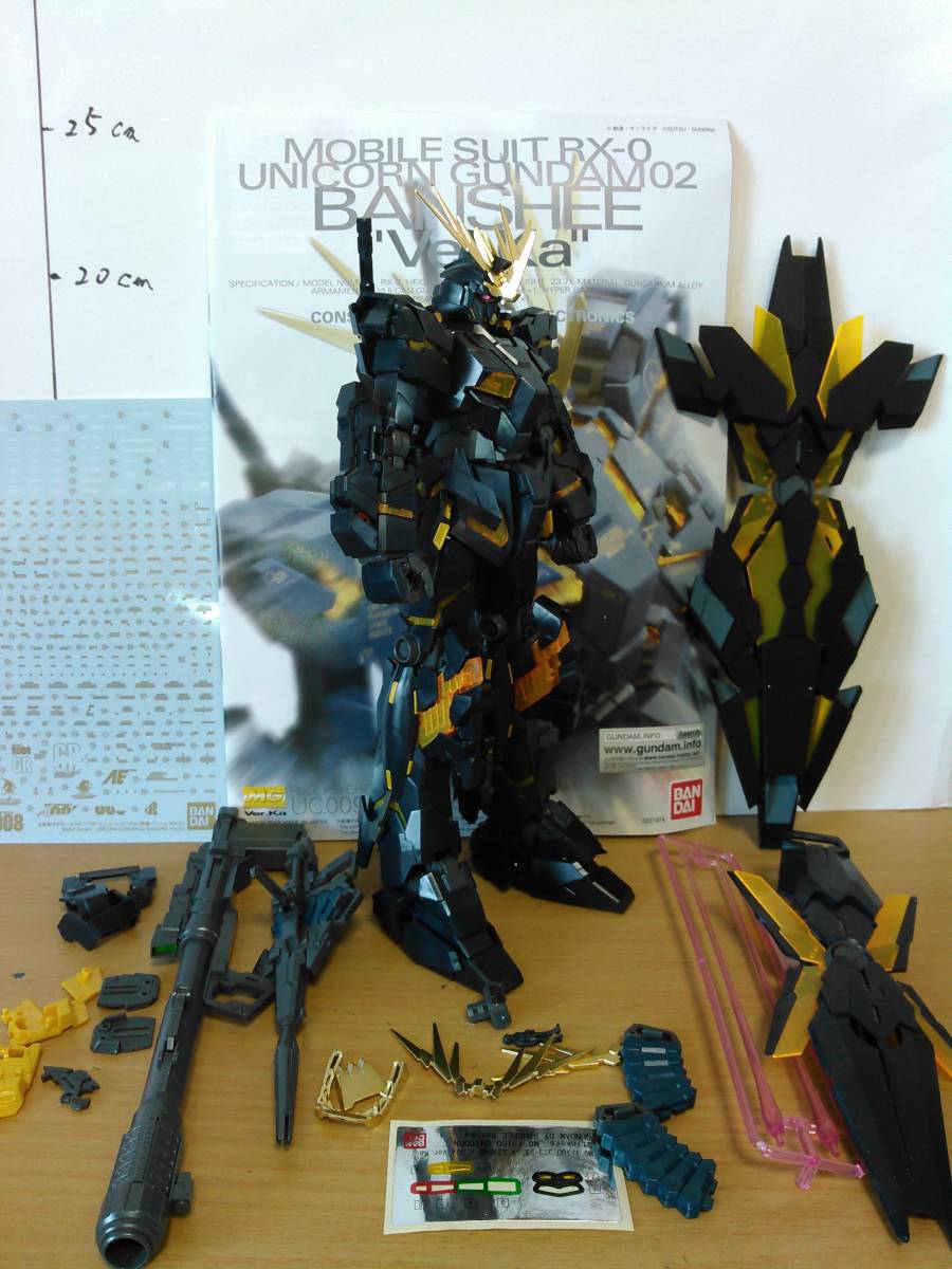 MG 1/100 プレバン 限定 ユニコーンガンダム2号機 バンシィ ver.ka 小説版仕様 塗装 完成品 ガンダム UC ガンプラ ジャンク 小説版 武装 _メタリックデカールです