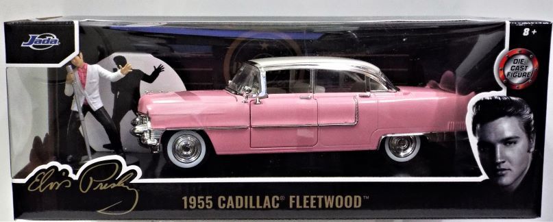 再入荷【Jada Toys】1/24 1955年 キャデラック フリートウッッド "エルビス・プレスリーのフィギュア＆ピンク キャデラック ”