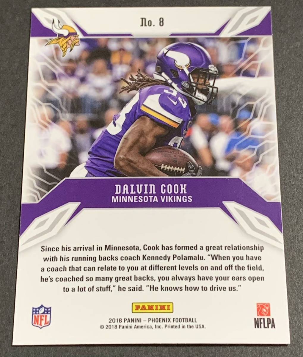 2018 Panini Phoenix Adrenaline Rush Dalvin Cook Silver No.8 Vikings ダルビン・クック　バイキングス　シルバー　パニーニ_画像2