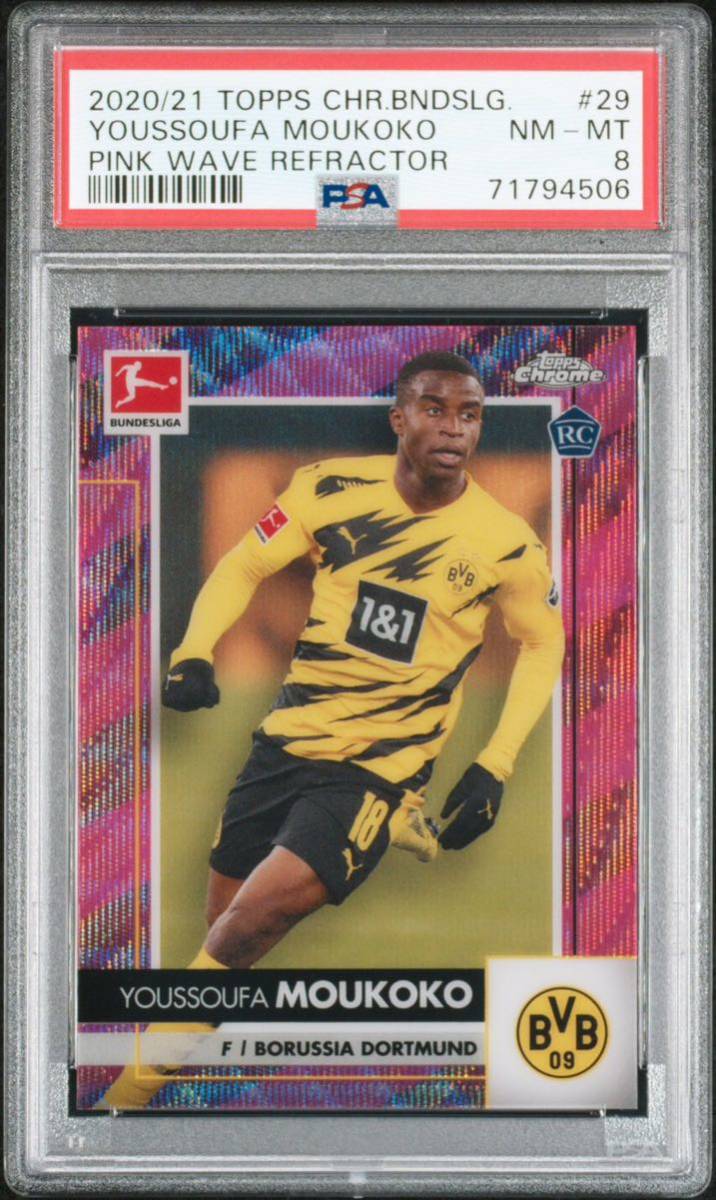 2020-21 Topps Chrome Bundesliga Youssoufa Moukoko /75 29 RC Rookie Dortmund PSA 8 ムココ　ルーキー　75枚限定　ドルトムント　鑑定済_画像1