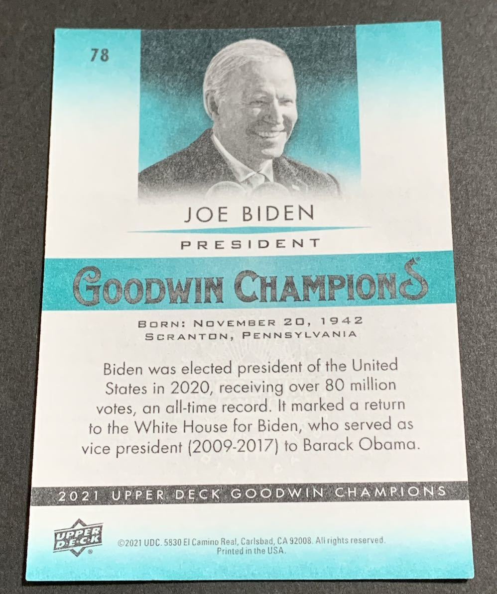 2021 Upper Deck Goodwin Champions Joe Biden 78 ジョーバイデン大統領　アッパーデック　カード_画像2