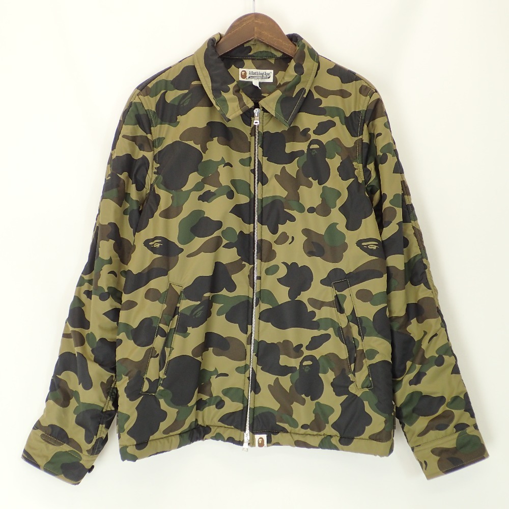 A BATHING APE アベイシングエイプ サルカモ ジップアップ ナイロン ジャケット M カーキ メンズ_画像2