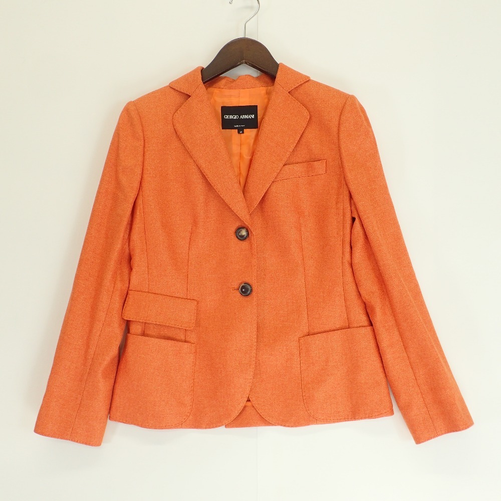 激安店舗 KAG99T 黒タグ オレンジ ジョルジオアルマーニ ARMANI GIORGIO KA503 中古 レディース シルク コート 40 オレンジ 2BJKT コート セリーヌ カシミヤ100%コート 120センチ