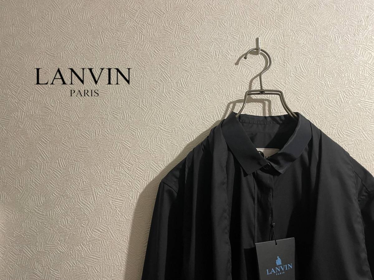 ◯ 新品タグ イタリア製 LANVIN メインライン ストール シャツ / ランバン ボタンフライ グログランテープ 黒 40 Ladies Mens #Sirchive_画像1