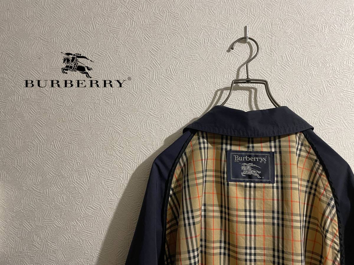 Burberry バーバリー ステンカラーコート L ネイビー ノバチェック-