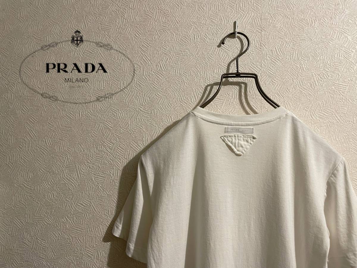 ◯ PRADA バック ロゴ カットソー / プラダ Tシャツ 半袖 三角 トライアングル プレート ホワイト 白 S Mens Ladies #Sirchive