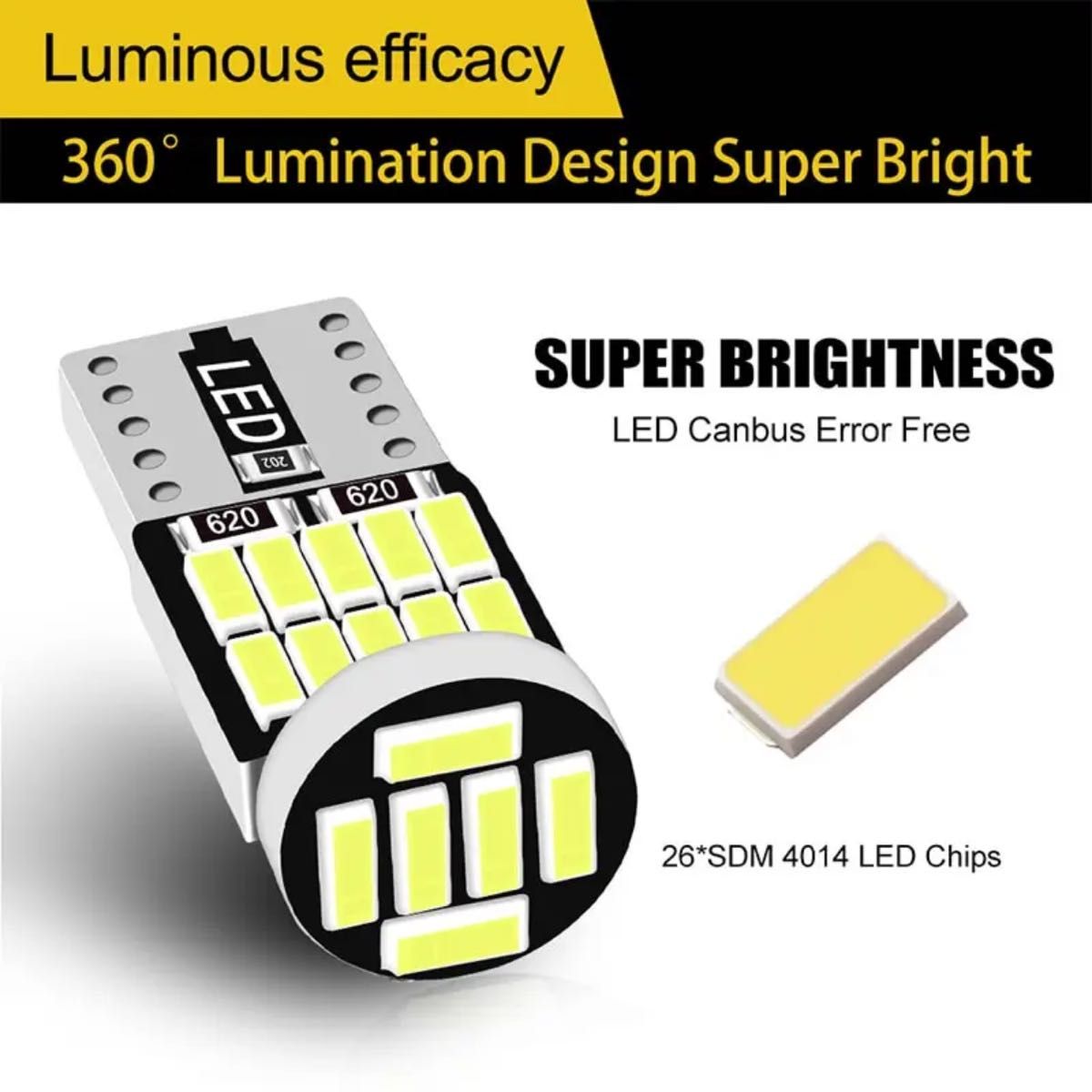 LEDポジションランプ ナンバー灯 ルームランプ LED電球　6000k 白色　10個 T10 爆光 LED電球 
