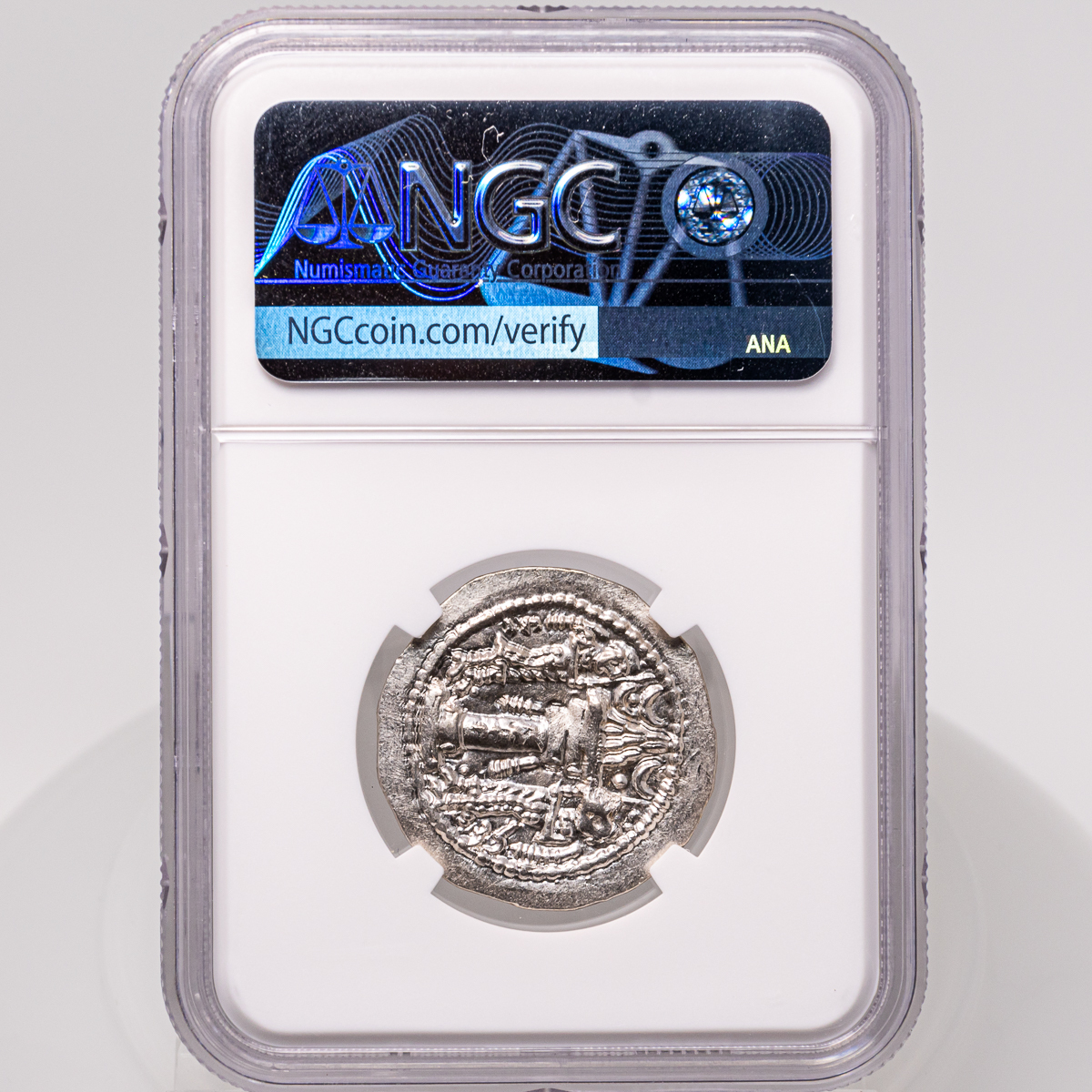 NGC MS】AD399-420 古代イラン ササン朝ペルシャ ドラクマ銀貨