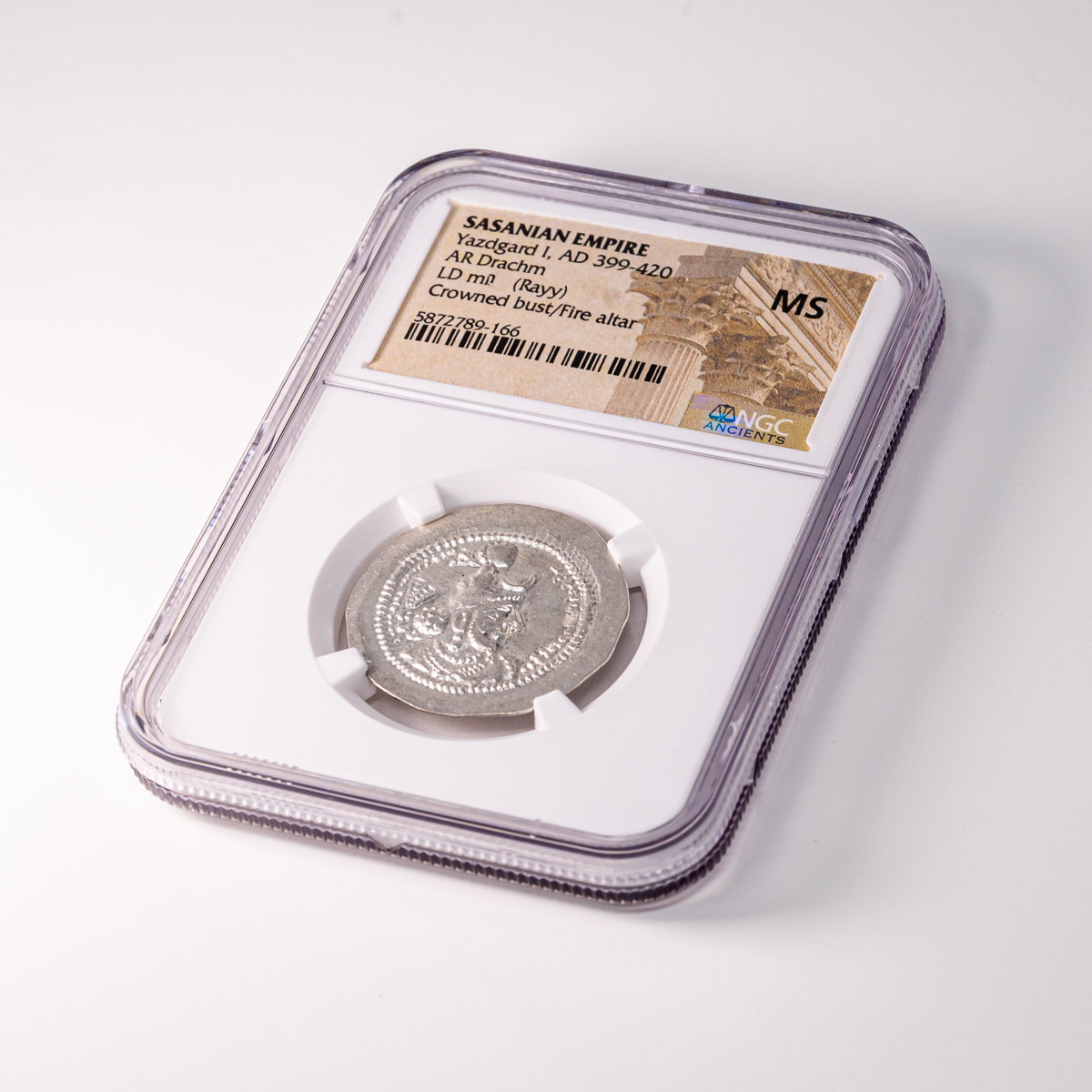 NGC MS】AD399-420 古代イラン ササン朝ペルシャ ドラクマ銀貨