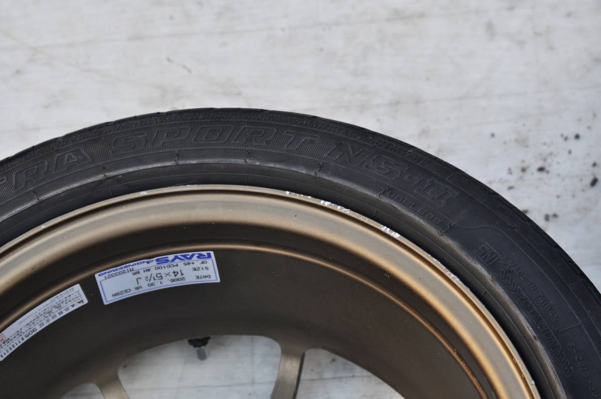 PCD100 5.5J+45 鍛造 レイズ VOLK CE28 14インチ 2本 155/55R14 軽