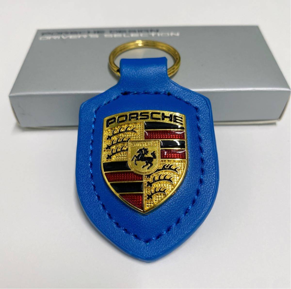 PORSCHE ポルシェ クレスト キーホルダーブルー箱付き_画像1