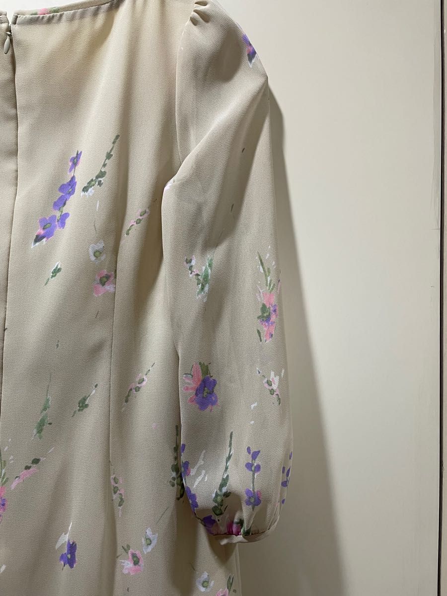 【美品】SunaUna 七分袖ワンピース　花柄　34サイズ