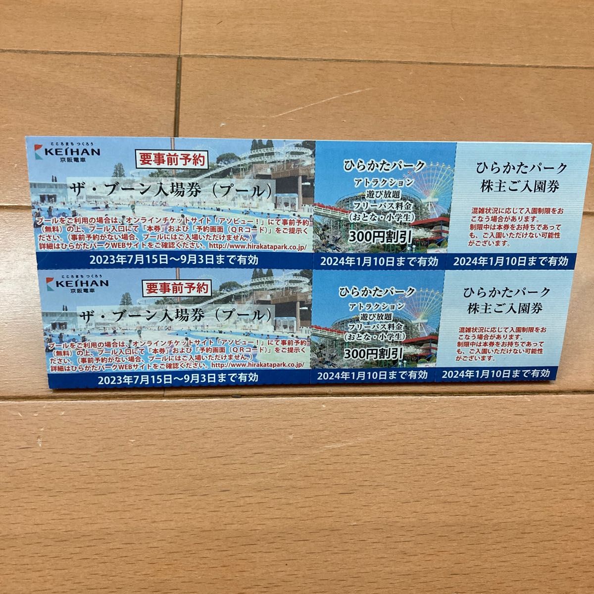 税込】 ひらかたパーク 入園券 プール入場券 ザ ブーン 3枚