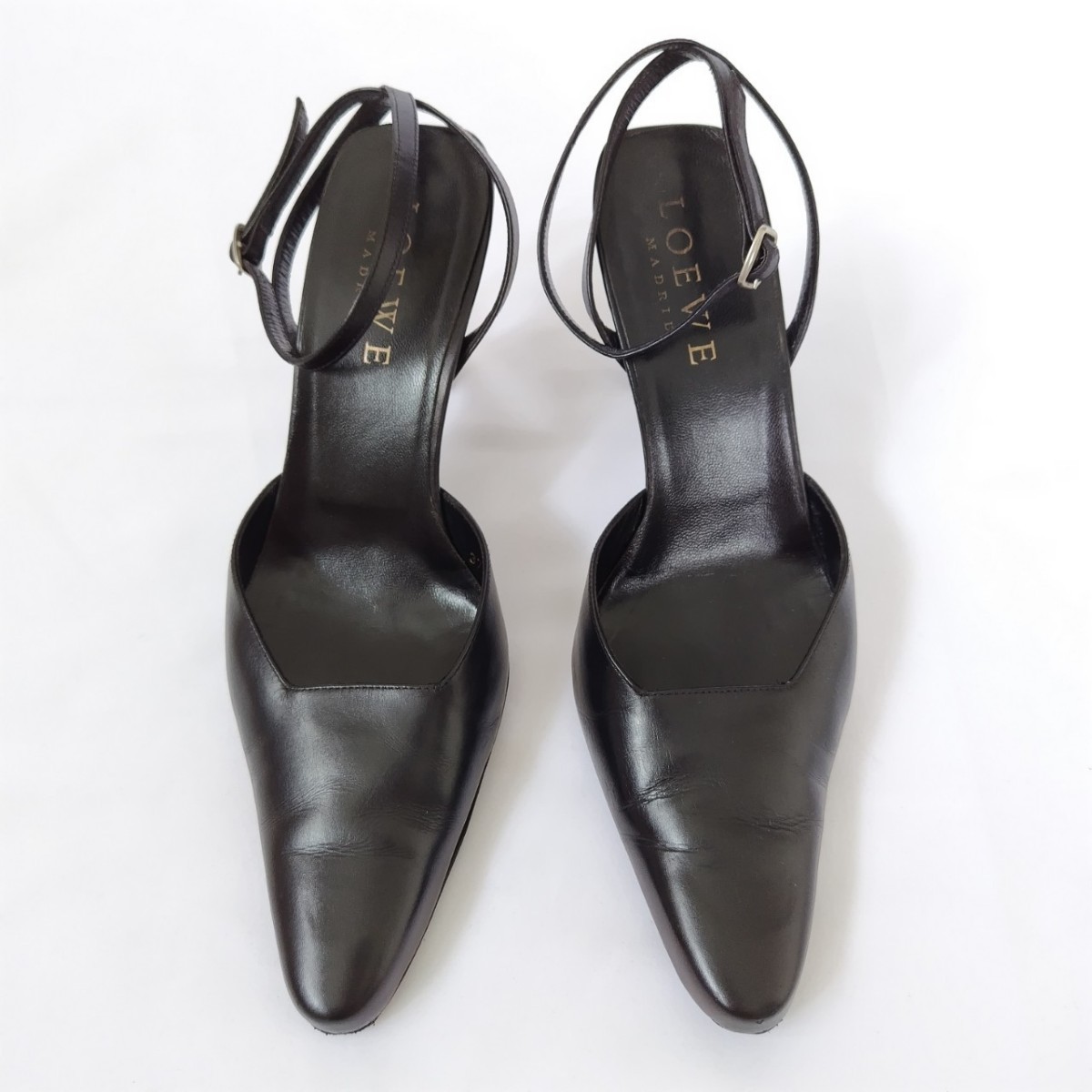 良品LOEWE【ロエベ】ストラップパンプス 黒 24-24.5㎝