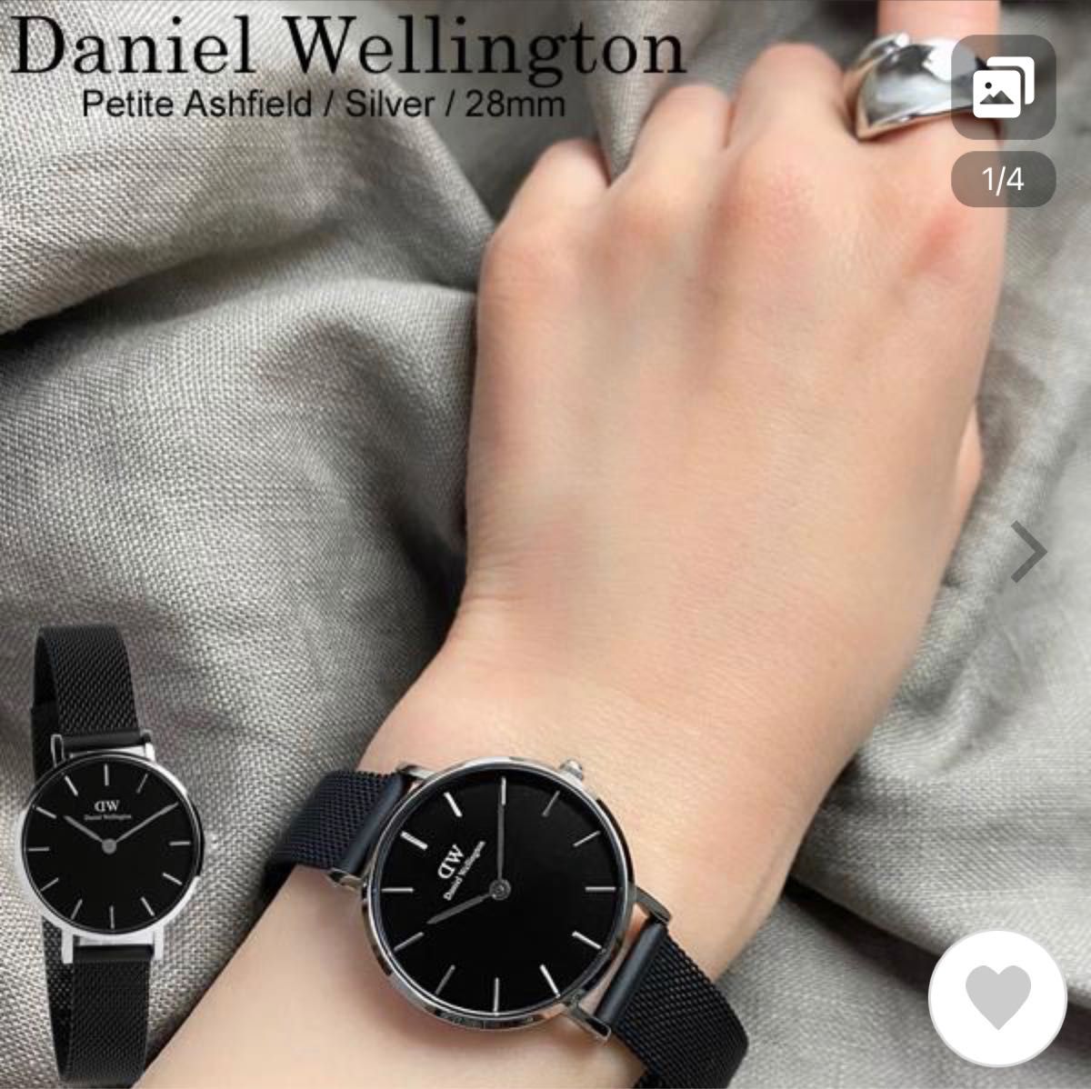 Daniel Wellington 腕時計 ブラック シルバー 28ｍｍ メッシュベルト