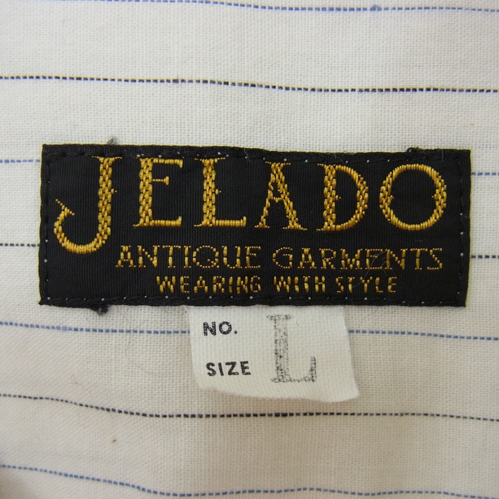 JELADO ジェラード JC-1015 Rat's Shirts ストライプ ビブ フロント シャツ オフホワイト系 L【中古】_画像4