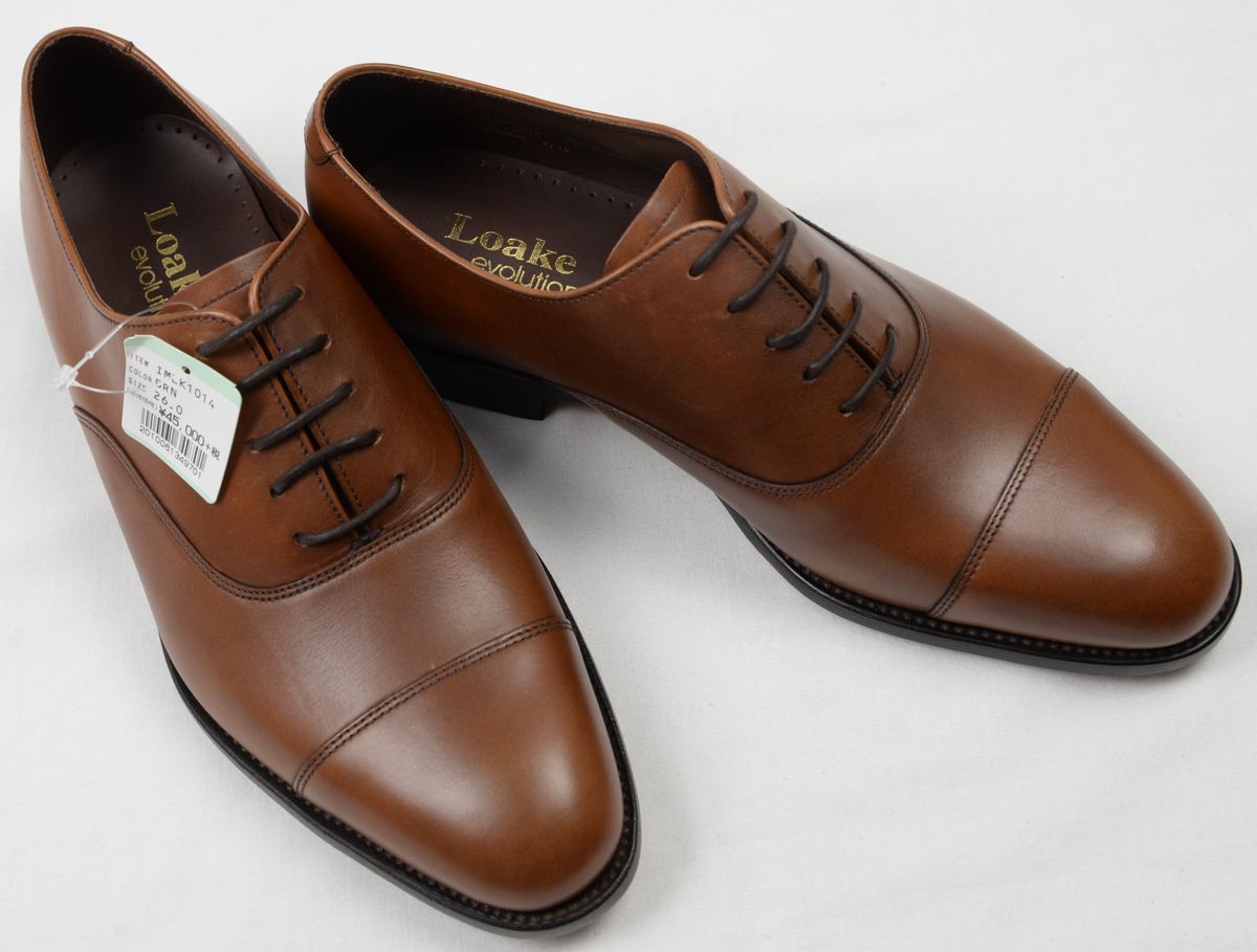 ●Loake1880(ローク)evolutionストレートチップドレス靴(茶,UK7.5(JP26.0)革底,英国王室御用達,グッドイヤーウェルト製法,IMLK1014)新品
