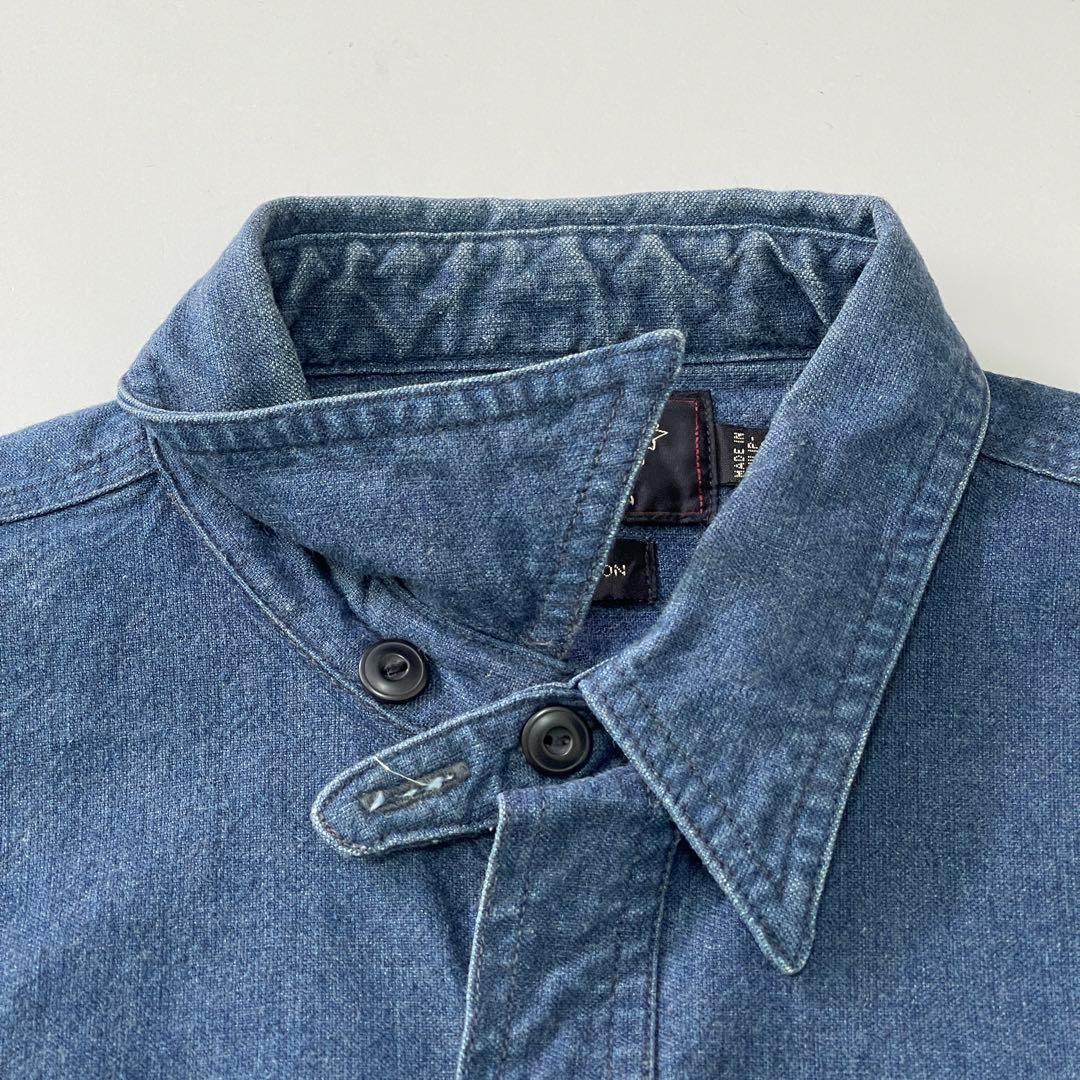 RRL ダブルアールエル デニムワークシャツ チンスト付 インディゴ S RRL ダブルアールエル デニムワークシャツ チンスト付 インディゴ S
