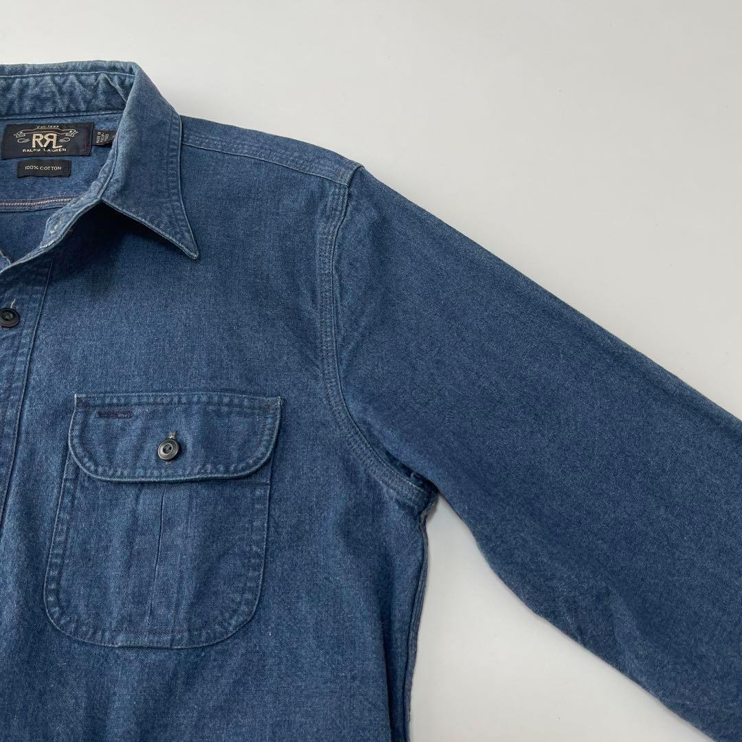 RRL ダブルアールエル デニムワークシャツ チンスト付 インディゴ S RRL ダブルアールエル デニムワークシャツ チンスト付 インディゴ S