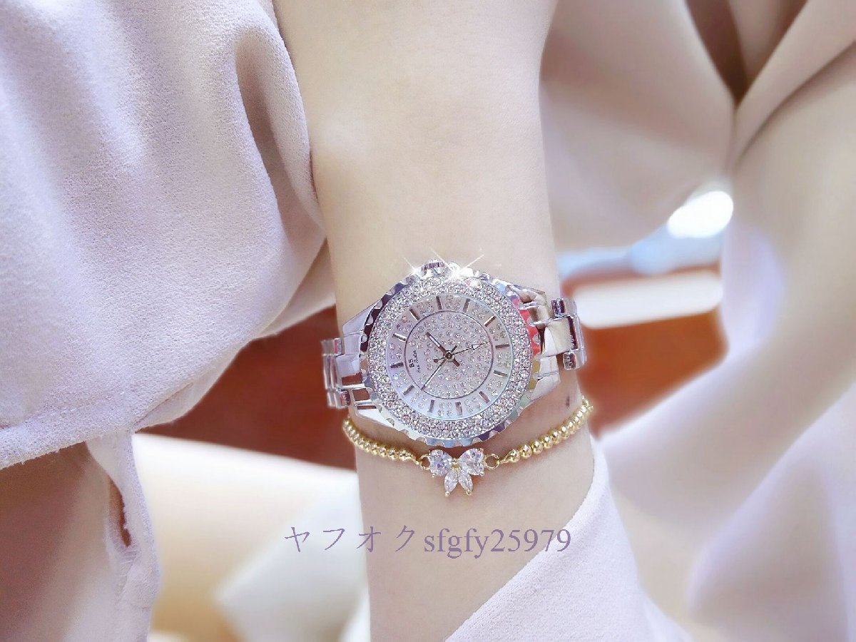 A945I☆新品人気 女性用 腕時計 レディース ダイヤハメる キラキラ輝く ウォッチブレスレット バングル エレガント クォーツ式Bの画像3