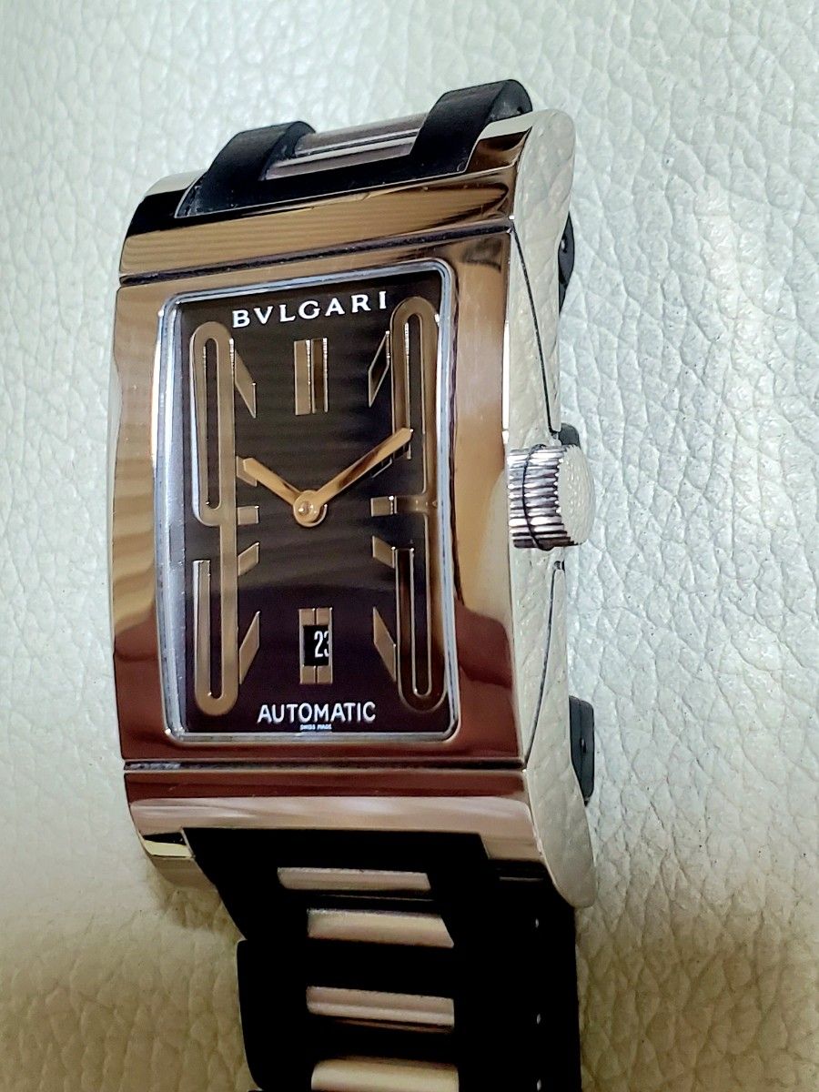 BVLGARI ブルガリ レッタンゴロ RT45S ブラック デイト 自動巻き メンズ