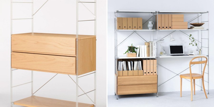 ◇MUJI 無印良品 スチールユニットシェルフ用 ボックス 引出し 2段