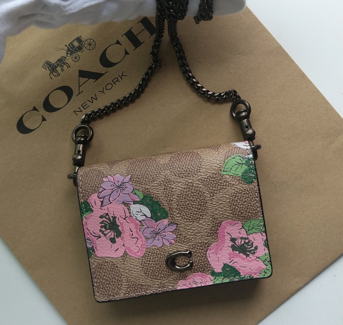 [ new goods ]COACH Coach pochette shoulder bag purse floral print 