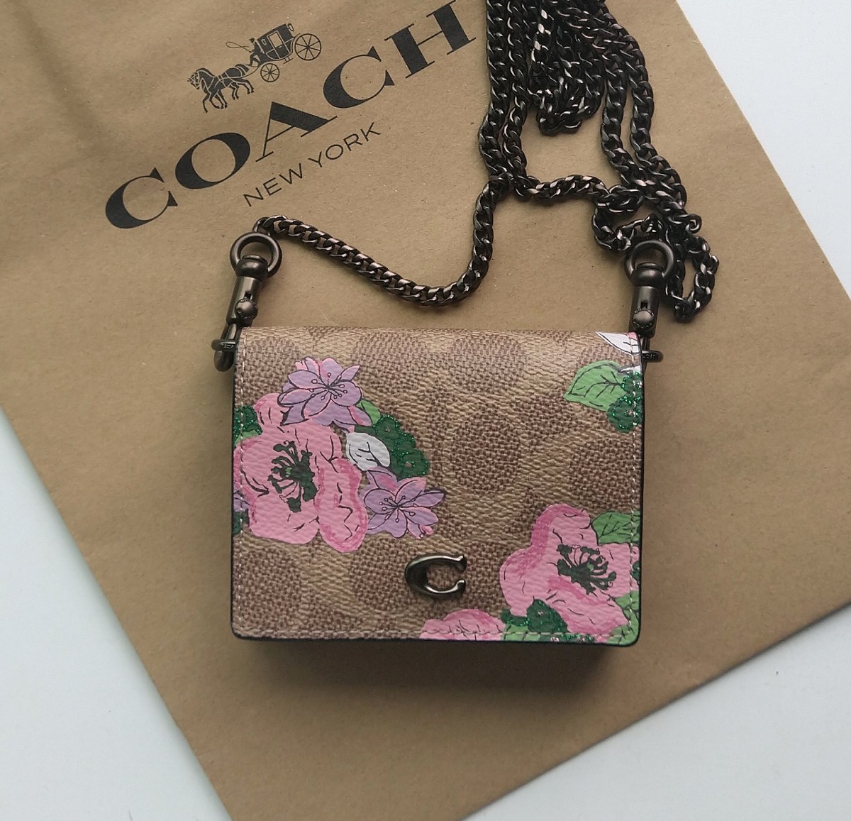 [ new goods ]COACH Coach pochette shoulder bag purse floral print 