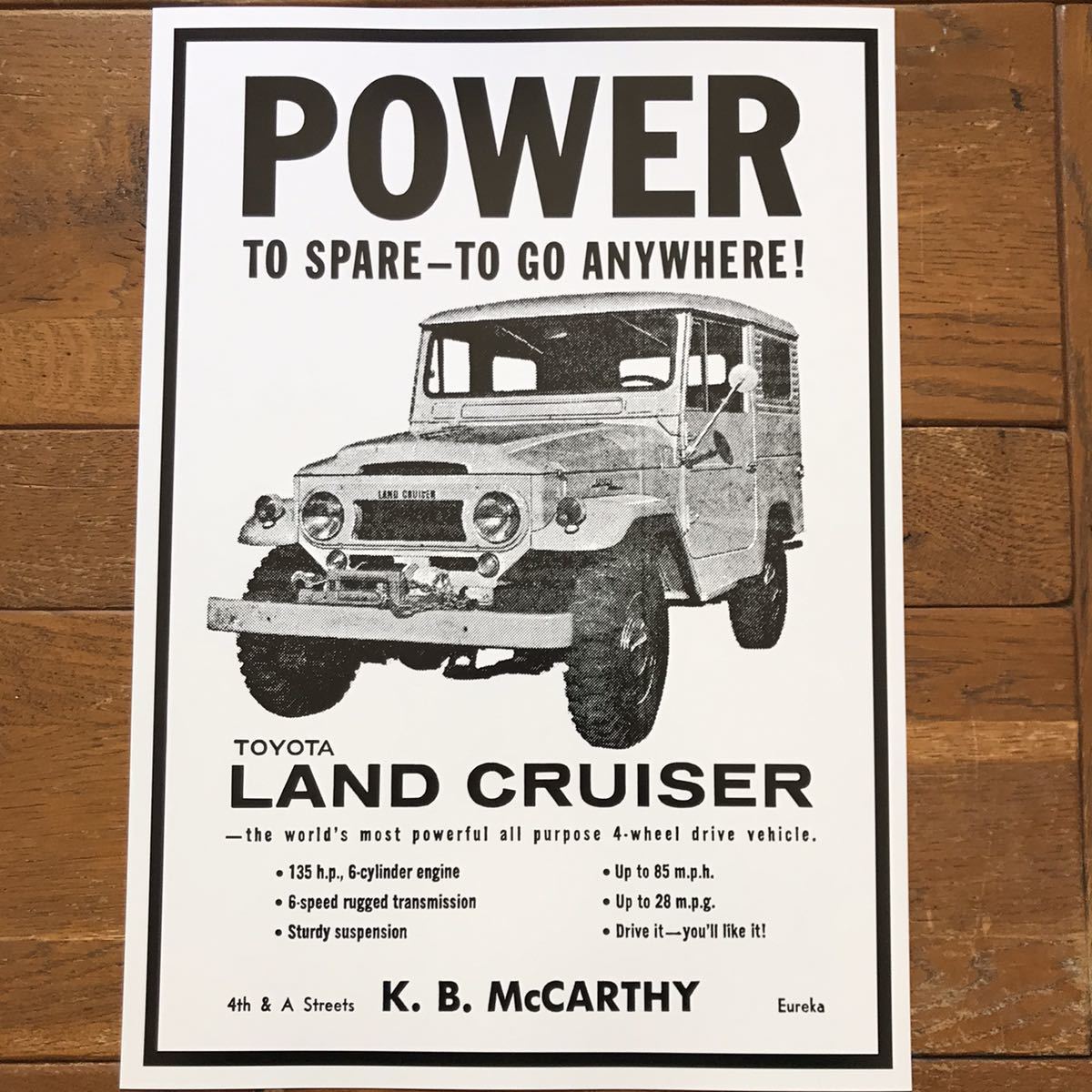 ポスター★1962年 トヨタ・ランドクルーザー FJ40 北米ポスター #1★ランクル/ヨンマル/Land Cruiser_ポスターサイズ：42cm × 29.7cm