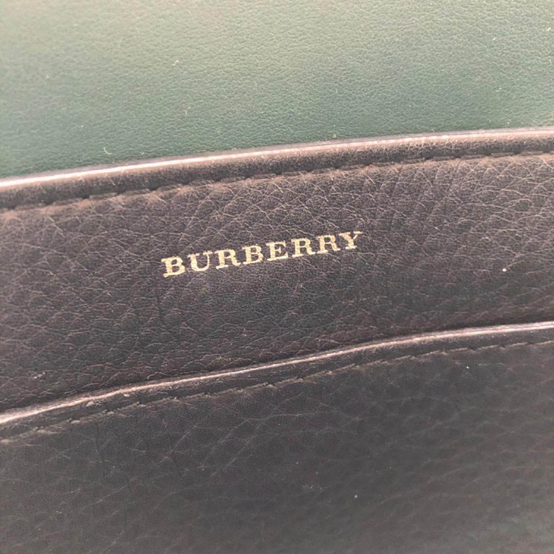 バーバリー 2way ミディアムレザー ベルト ゴールド 緑 ハンドバッグ ショルダーバッグ BURBERRY 黒 トート バイカラー ビジネス ロゴ_画像8