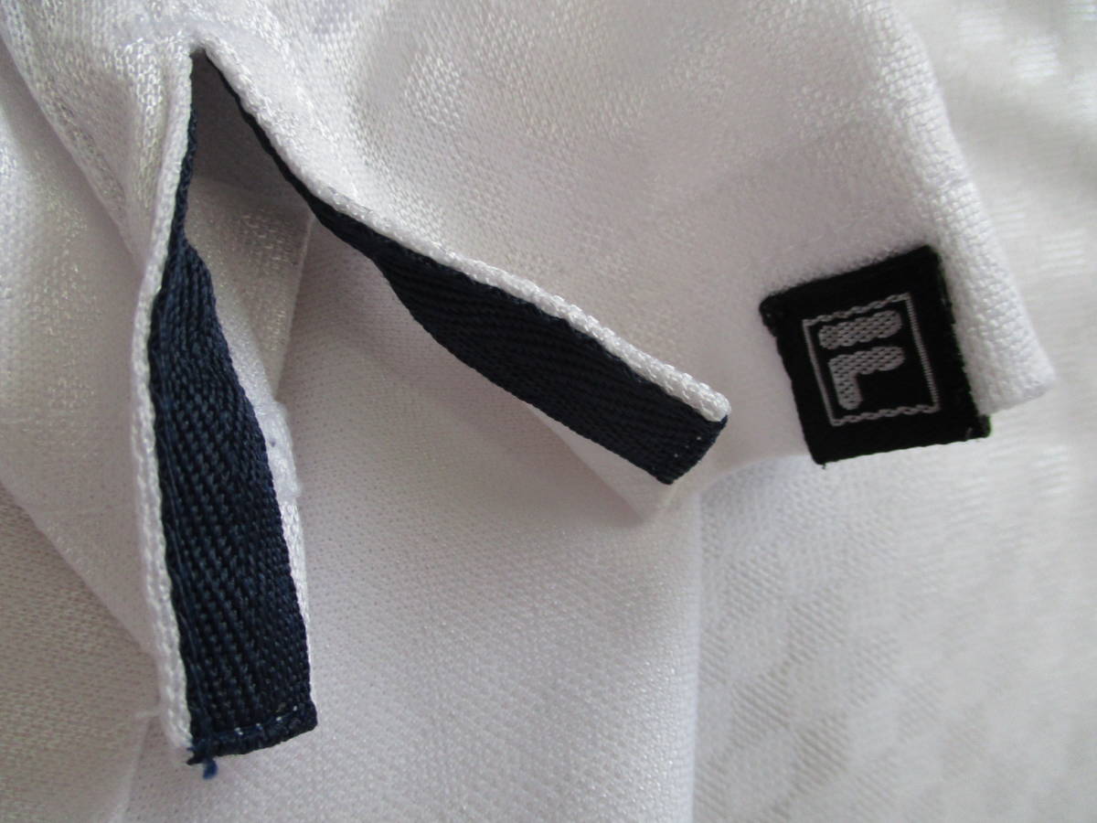 【FILA　GOLF】　　シャドー・チエッカー柄　　　4つボタン・BDシャツ　　　ホワイト系　　　【美品】_画像7