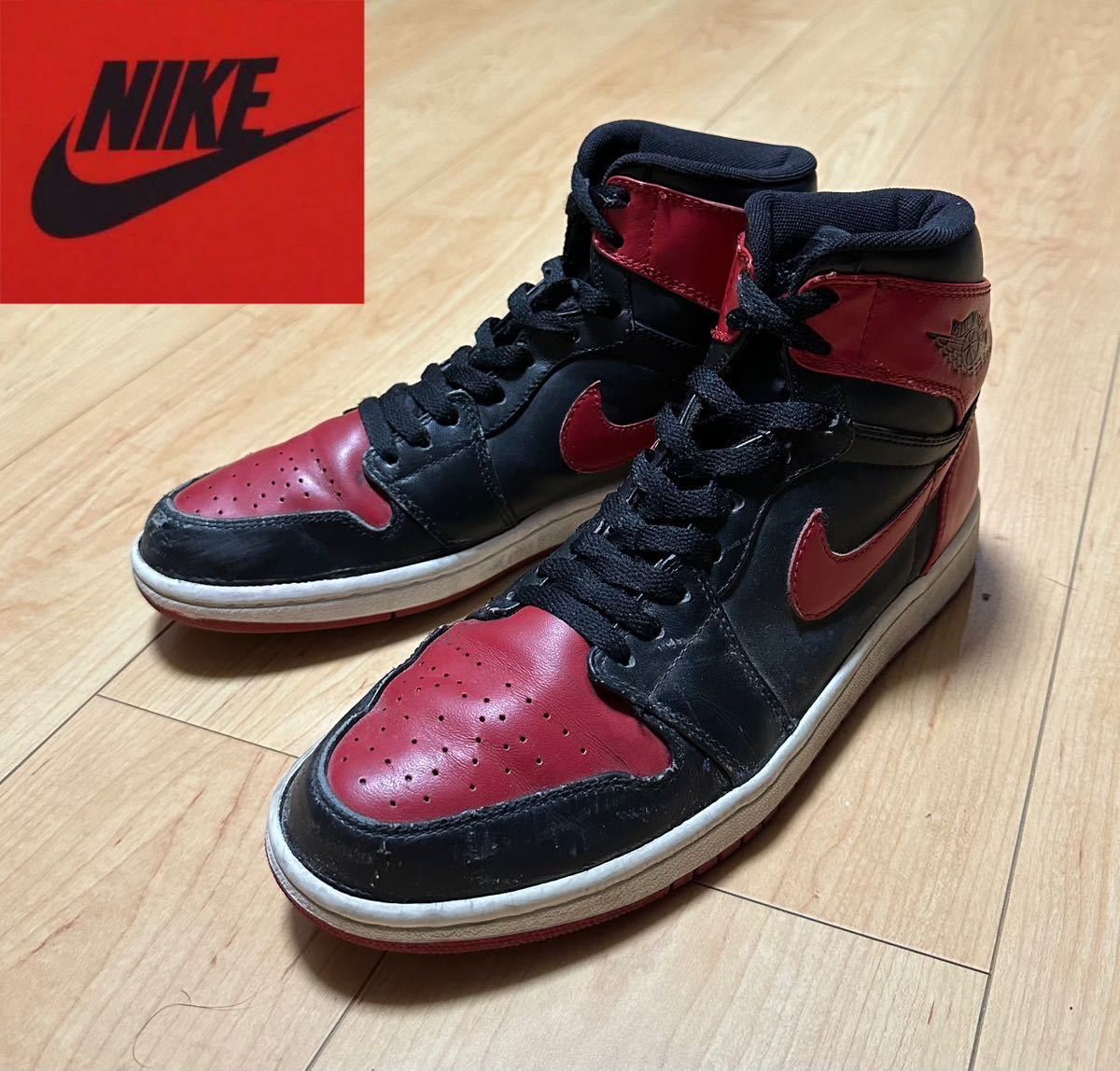 おまけ付】 1 JORDAN AIR NIKE 26.5cm 赤黒 スラムダンク bred NBA